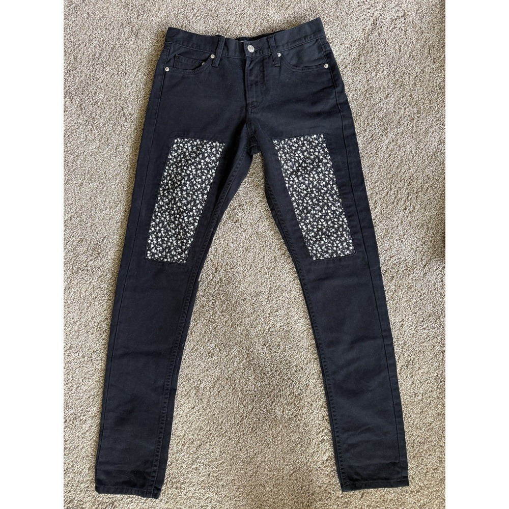 Calvin Klein Jeans CKJ 021 Mid Rise Slim Black Floral Patch Jeans 25x30